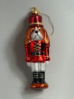 Vintage Glass Old World Christmas Ornament Figurine Dog Nutcracker Puppy A4